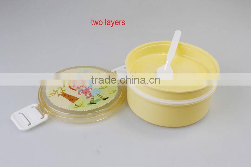 Round Double Layer Plastic Korean Lunch Box