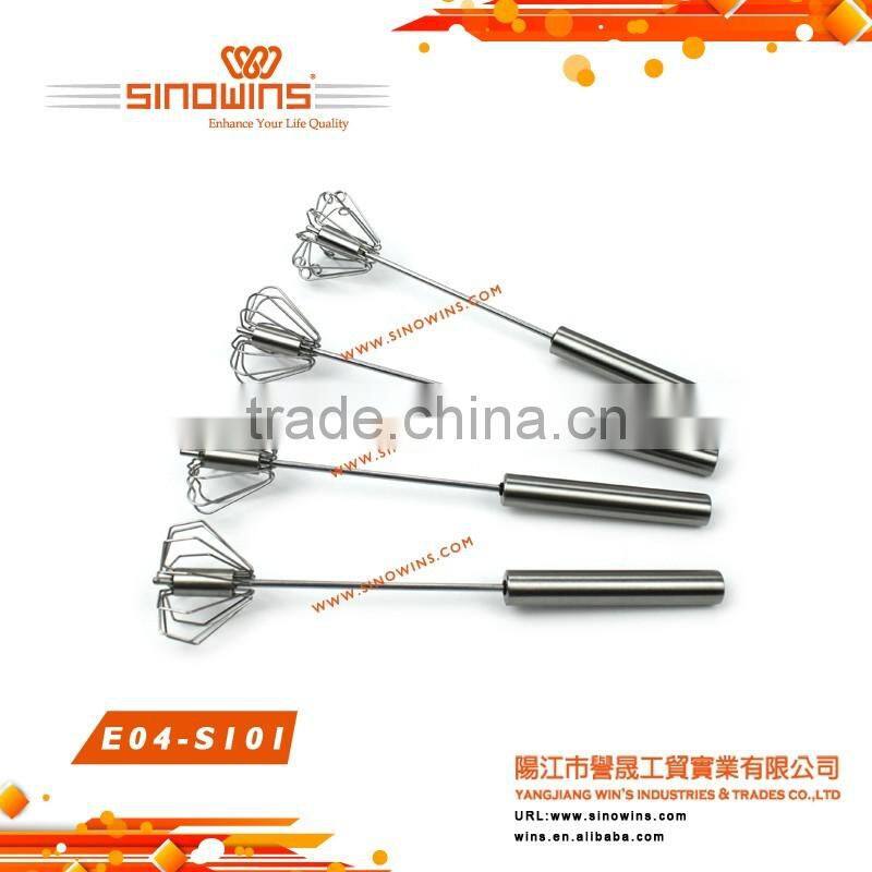 Food Grade Stainless steel Kitchen tools hand rotating egg whisk