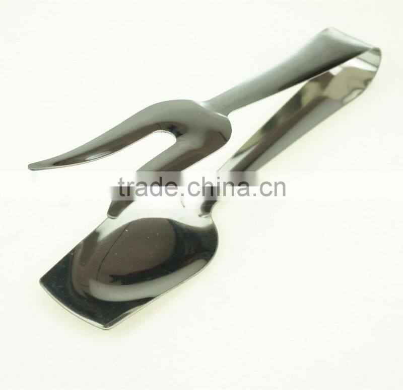 39054 8 Inch Stainless StFeel Kitchen Tongs BBQ Grill Food salad Tongs With Fork