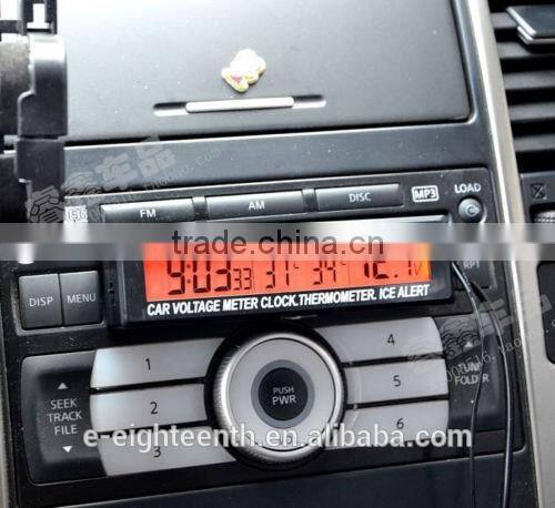 4In1 Car Blue/Orange LED Backlit Digital Display Clock voltage gauge