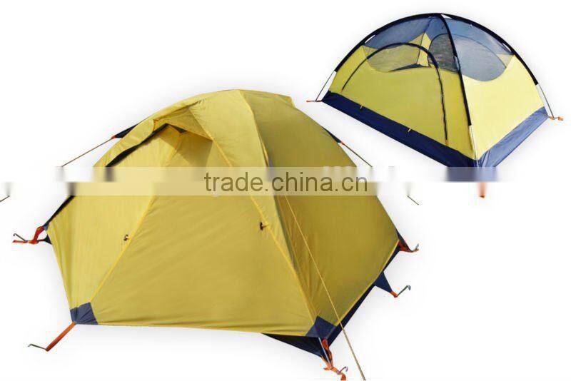 Yellow polyester 3-person camping tent