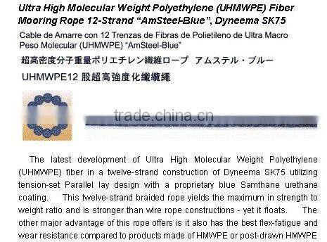 12 Strand UHMWPE Hawser / UHMWPE Marine Rope
