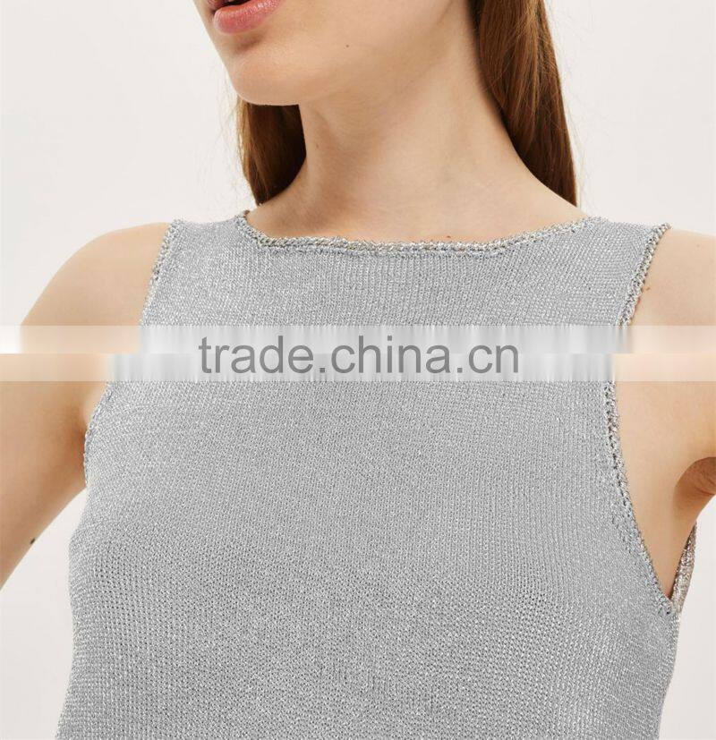 New Arrival Ribbing Hem Custom Design V-Back Knitted Top Tank Tops ln Bulk