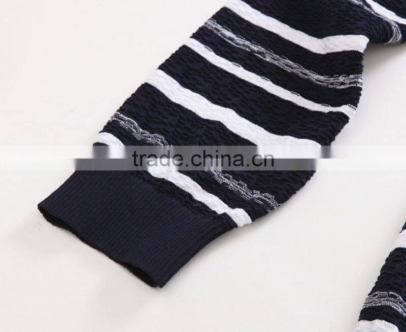 custom striped cotton crew neck cardigan man sweater , pullover