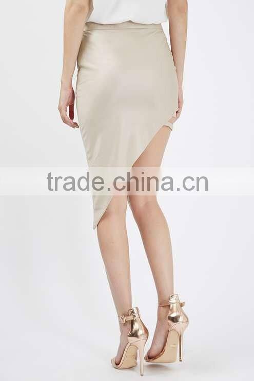 Asymmetrical solid color office ladies skirts Fashionable designs women skirts