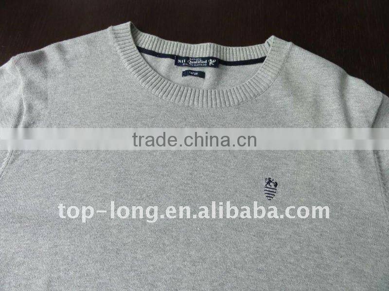 Men Long sleeve plain pullover sweater of 100%cotton