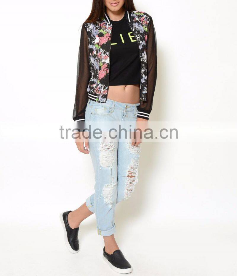 2016 flower digital printing sexy women short summer jacket