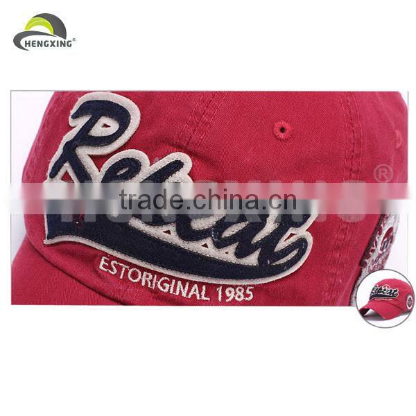 100% Cotton Applique Baseball Cap With Flat Embroidery