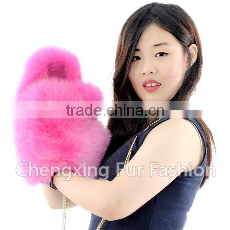 CX-A-67C Genuine Fox Fur Fingerless Winter Hand Leather Glove