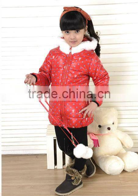 Girls 2-6X Solid Puffer With Dot Trim Jacket