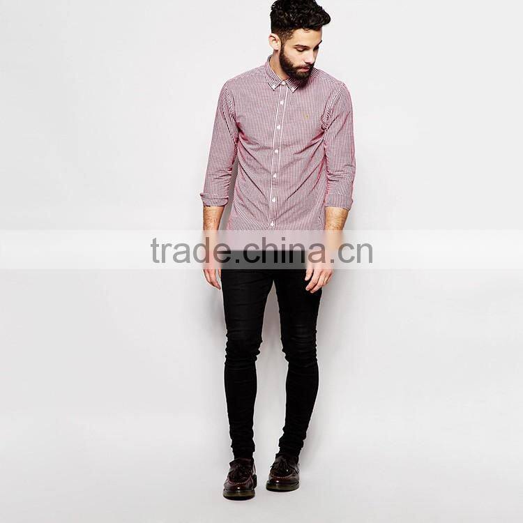 Farah Shirt with Gingham Check Slim Fit Cotton Shirt In Red