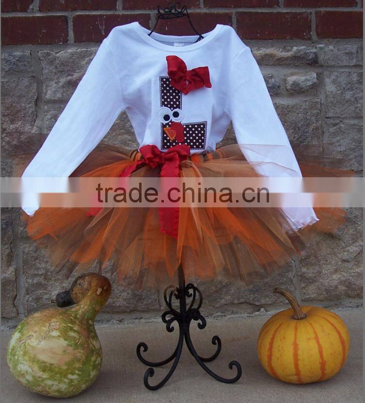 Custom Applique Turkey Embroidered Bodysuit Gobble Initial Tutu Set Girls Thanksgiving Outfits Cotton Baby Clothes