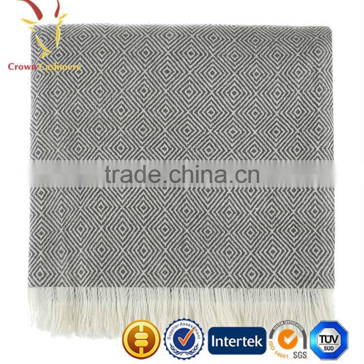 Hot Sale Wool Cashmere Blended Woven Travel Throws Blankets