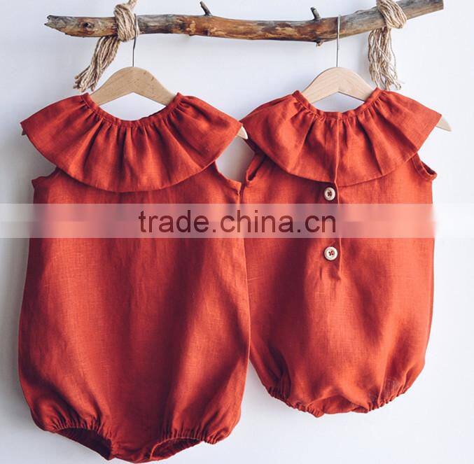 Dress-Jumpsuit For Baby Girl Clothes Linen Romper Stylish Simple Baby Clothes Apparel