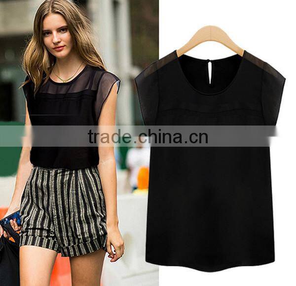 European and American style summer new fashion V neck perspective women chiffon,chiffon fabric