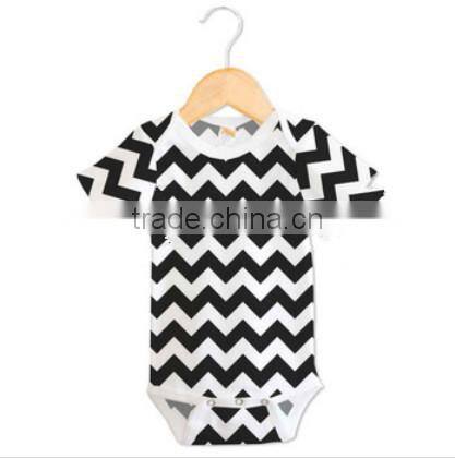 2014 Wholesale Chevron Fabric Baby Shortsleeve Rompers Summer Bloomer Bodysuit w Infant black Chevron Pettiropers Outfit