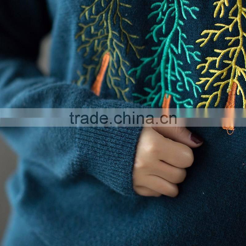 2017 NEW design christmas sweater christmas tree Embroidery turtleneck Customized sweater