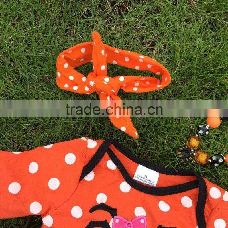 NEW ARRIVAL newborn orange tutu romper kids Halloween tutu romper kid polka dot romper with necklace and headband