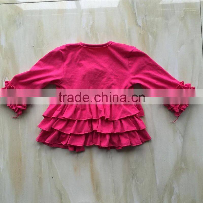 XF-281 Wholesale baby girl t-shirt kids long sleeve tees children casual clothes rose red tops baby fashion shirts girl clothes