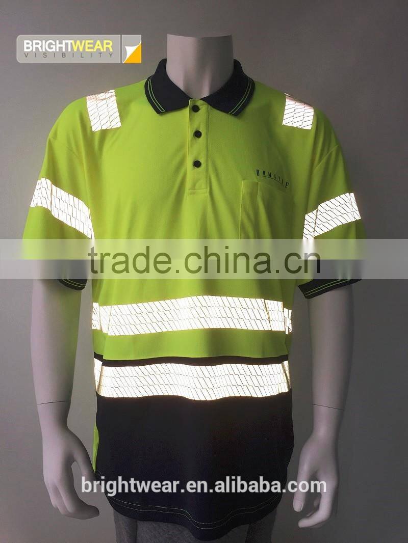 Hot sale 100% polyester contrast color short sleeve workwear polo shirt