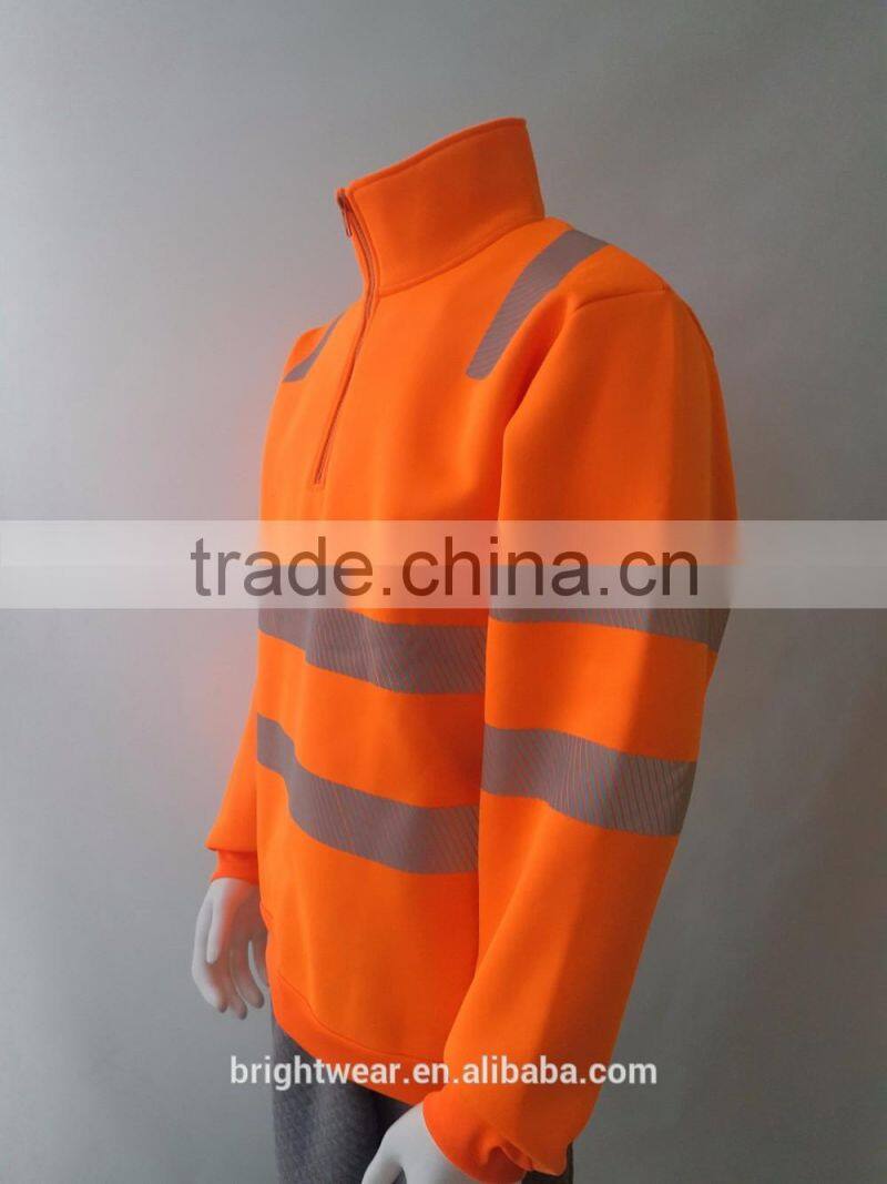 Mens orange hi vis reflective protective jacket warning fleece Chinese local tape safety sweatshirt