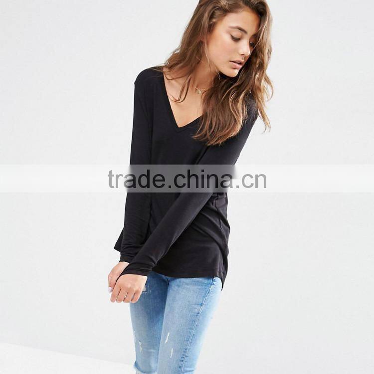 Latest V neck 2016 ladies cotton women tops women formal blouse designs for wholesale