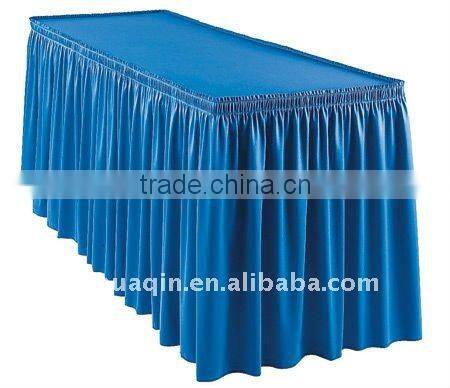 100% polyester table skirts with iron hanger for banquet wedding table skirting table linen and polyester table skirting cover