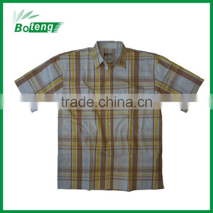Men's yarn dyed cotton casual half sleeve muslcle shirts