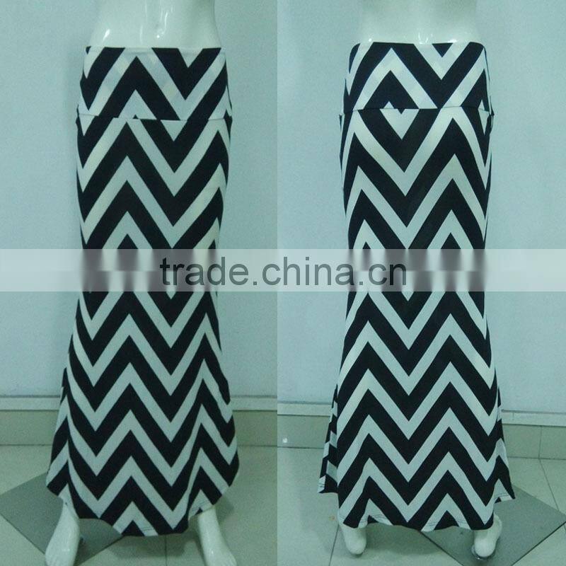 hot selling zig zag chevron maxi long skirt