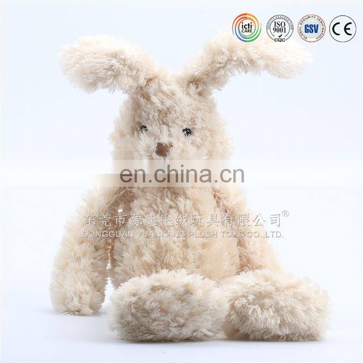 OEM sitting long ears brown soft plush rabbit toy with bag