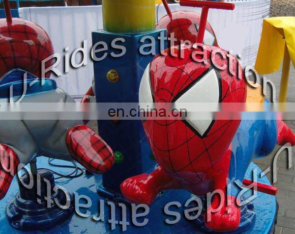 3 Spider Man merry go round carousel / rocking horse for kid's theme park outdoor playground
