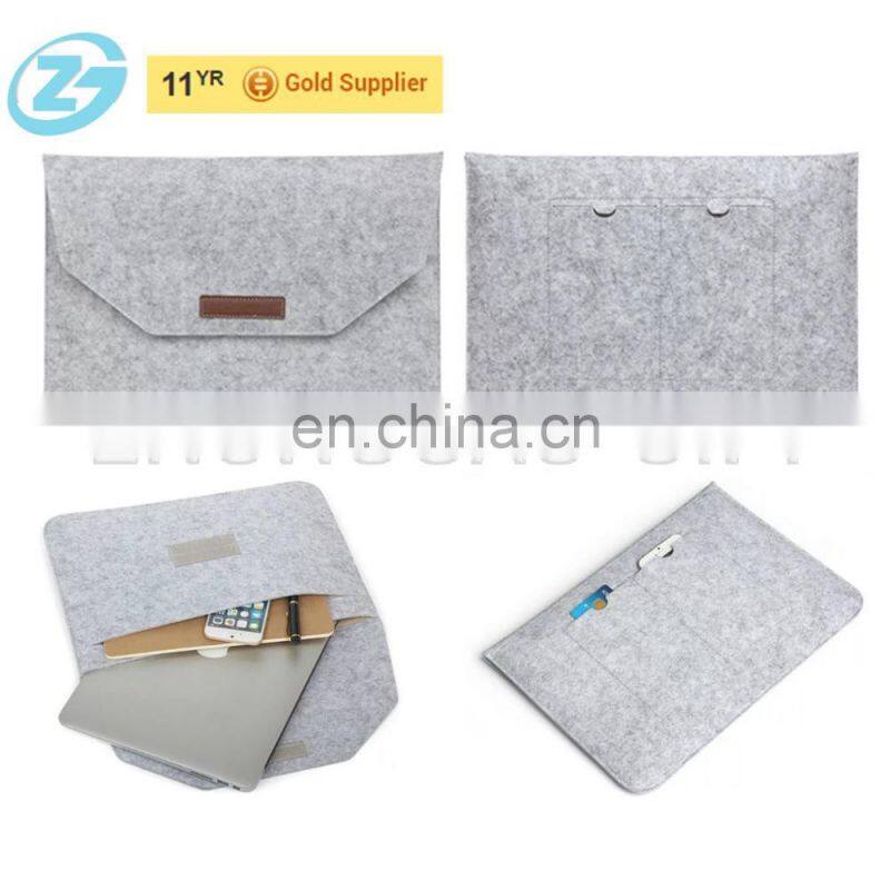 Cheap Customized Printing Logo Grey Lightweight Felt Laptop Bag Two Laptops