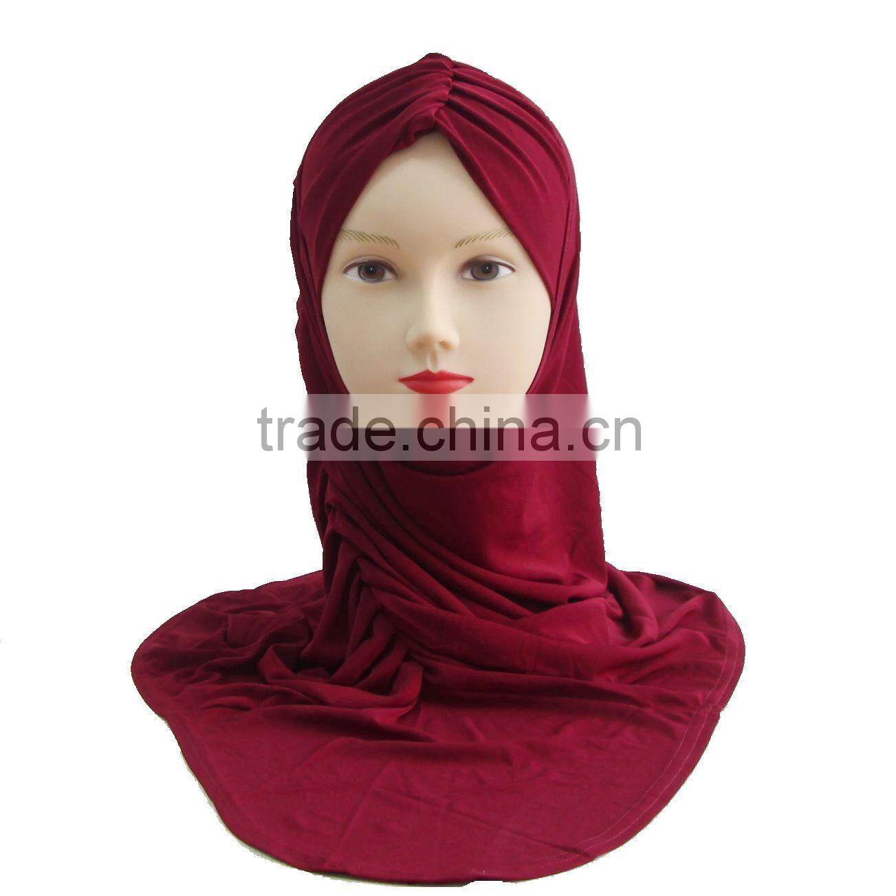 A239 Newest design solid color ruffle Lycra TWO Pieces HIJAB