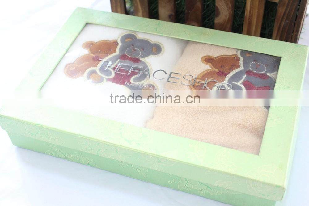 Guangdong manufactory pure cotton customized pattern bear lovely inflant/kids/child towel