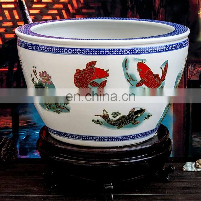 Large Chinese Famile Rose Porcelain Landscape Design Ceramic Garden Flower Pot