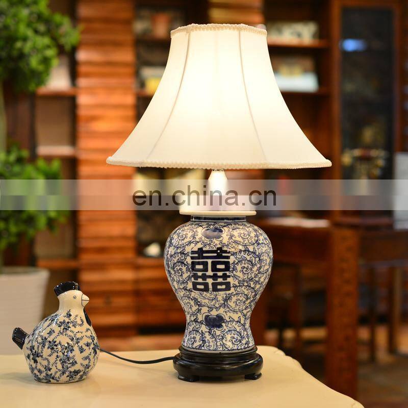 Chinese traditional blue white porcelain ginger jar table lamps for bedroom