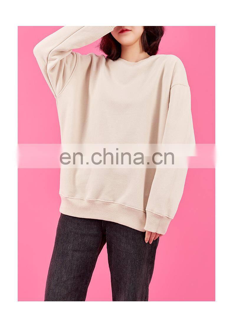 2021 autumn and winter new warm Korean round neck solid color fashion trend loose ladies pullover sweater
