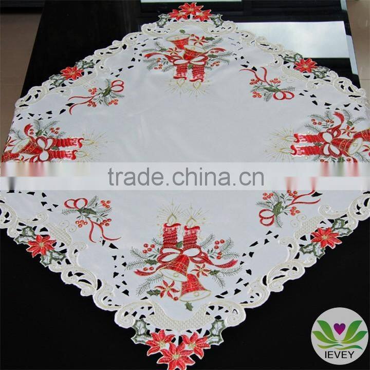 wholesale Christmas red flower candle bell hand embroidery designs tablecloth lmzc1001(1)