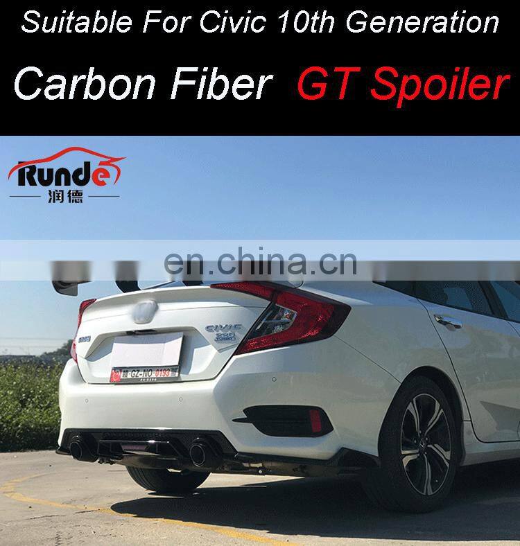 Runde Car Modification Body Parts Carbon Fiber Material Rear Spoiler For Honda Civic 10th Generation rear spoiler