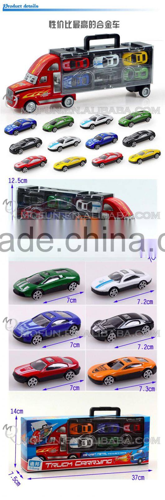 Mini Qute 12 in 1 kids Die Cast pull back alloy container truck vehicle model car educational toy NO.MQ 500