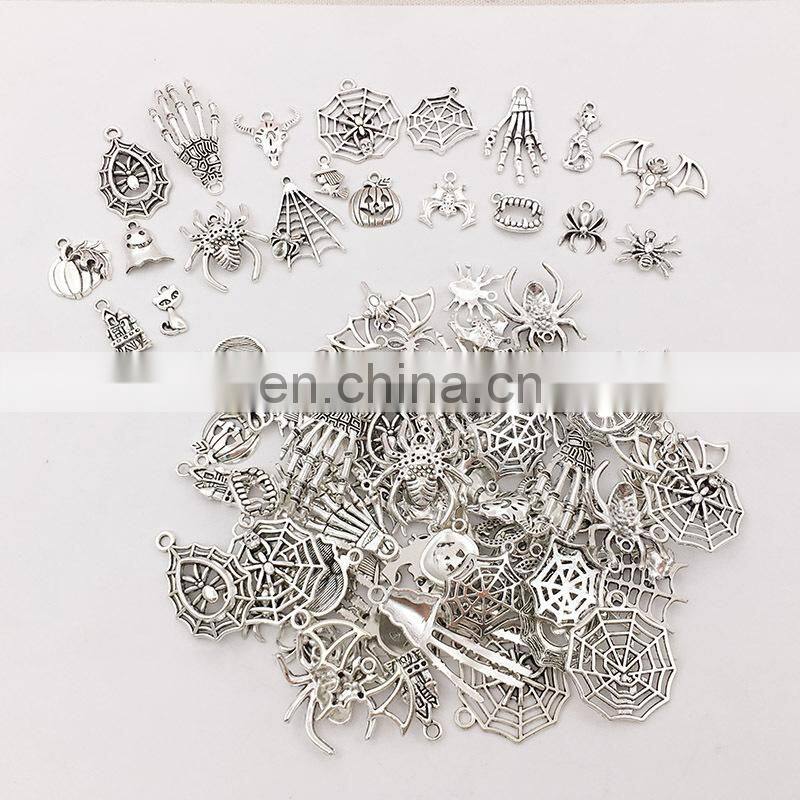 100 pieces Mix sale Tibetan silver accessories Halloween ancient silver bracelet accessories diy pendant