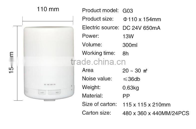 300ml Ultrasonic Aroma Mist Diffuser Perfume Humidifier Essential Oil