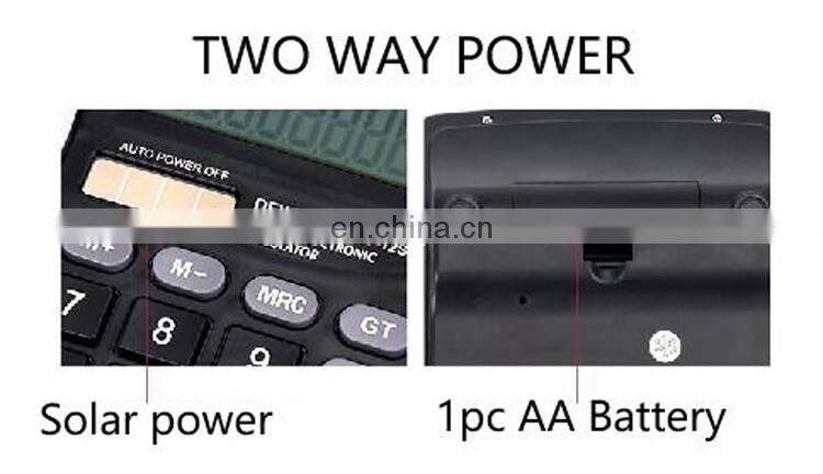 Factory Supply Original Dexin 12 Digit Dual Power Desk Real Solar Energy Cheap Two Power AA Battery Desktop Office Calculator