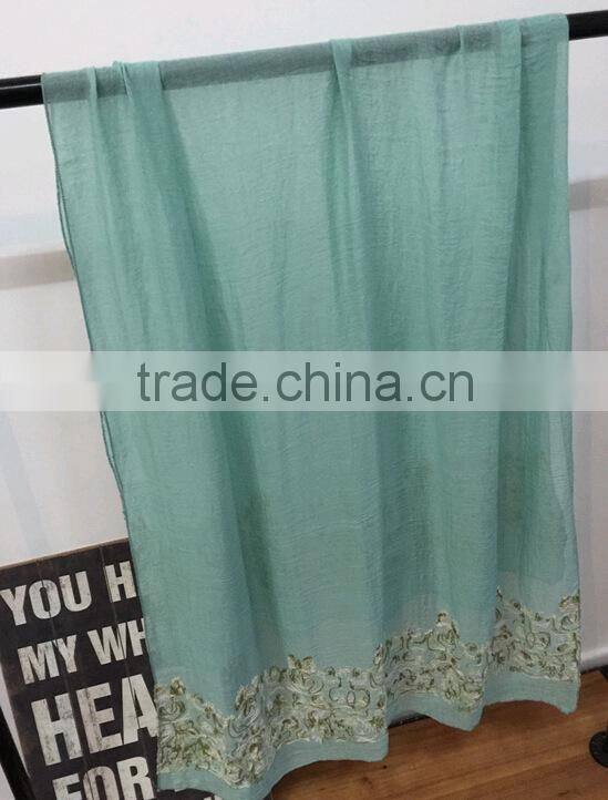 New Embroidery Design Pattern Cotton Viscose Fashion Ladies Scarf