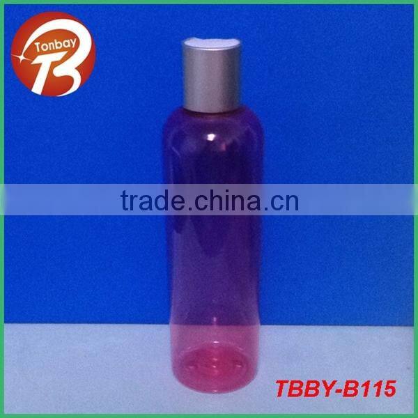 250ml PET red hair conditioner plastic bottle with press cap shampoo bottle TBBY-B115