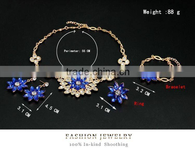 Women Bridal Wedding Jewelry Sets Charm Crystal Flower Pendant Jewelry Sets Shininy Bijoux Femme 2016