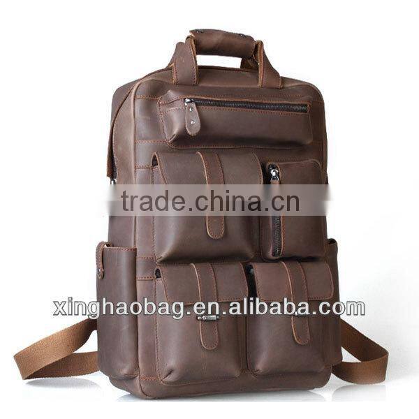 2014 fashion vintage cowhide leather backpack bag for wholesale