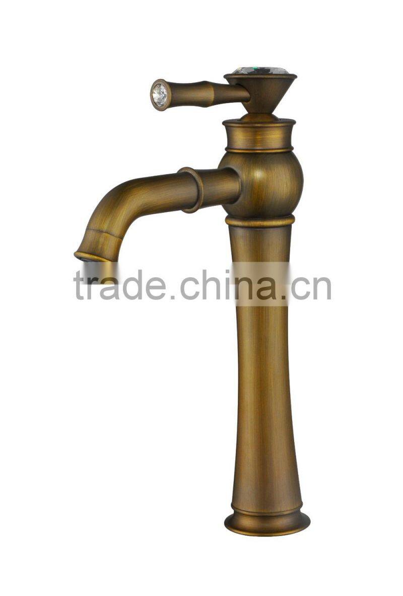 Fancy bathroom faucet brass body high lever modern design