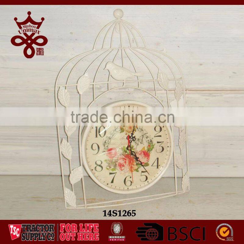 Vintage Household French Clocks Metal Bird House Style Quartz Analog Wall Clock