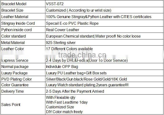 vivid orange stingray leather bracelet exotic leather men jewelry double sting ray leather bracelet